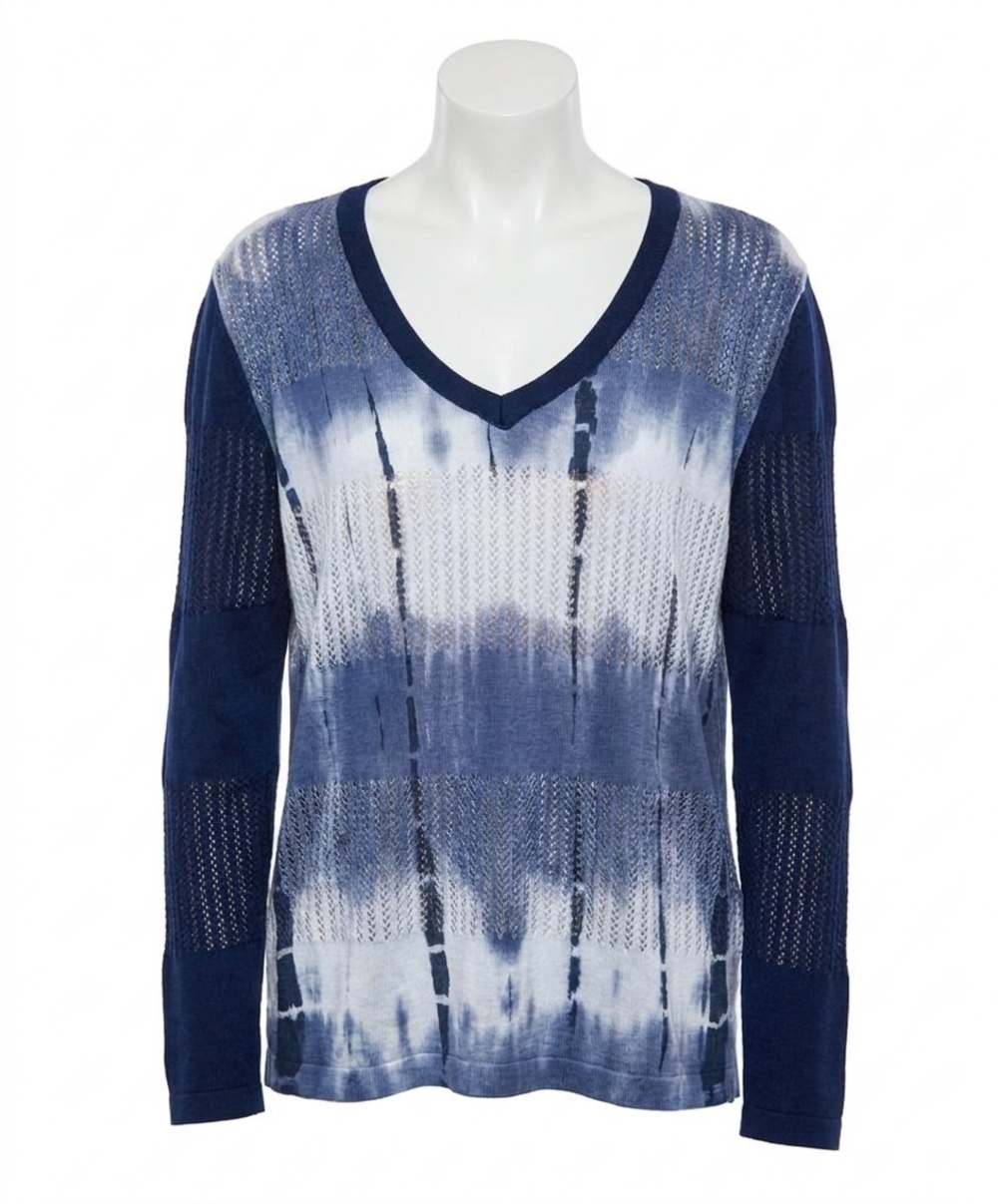 NEW ANGEL APPAREL v-neck sweater in white/navy